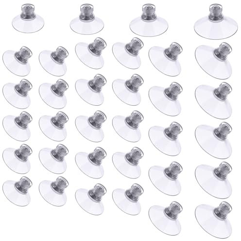 Flintronic 30 Piezas Ventosas de Plástico Transparente, Ventosas con Tuerca y rosca, Tornillo Fuertes de PVC Soporte para Vidrio tela de Sombra coche pared baño Puerta Ventana (Transparente)