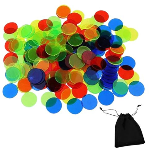 150 Pcs Fichas Bingo, Transparente Contando Fichas, Fichas Bingo Pequenas, y Una Bolsa de Franela