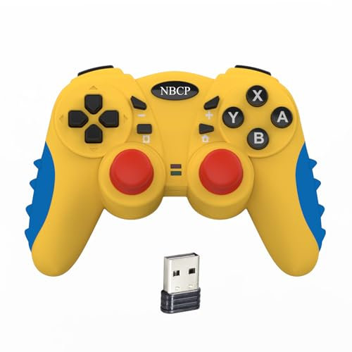Wireless Controller für Switch,Switch Controller Pro kompatibel mit Switch/PS3/PC/Androd,Switch Controller mit Eine Schlüsselpaarung Aufwachen Vibration,2,4-GHz-Wireless Verbindung (Gelb und Blau)