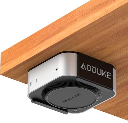 AODUKE Aluminum Alloy Mac Mini M4 Under table bracket, 2024 Mac Mini M4 Pro Wall Mount Stand, Hanging rack Compatible with VESA Hole Monitor Mount or Plaster wall, dock Accessories-AJM4-B