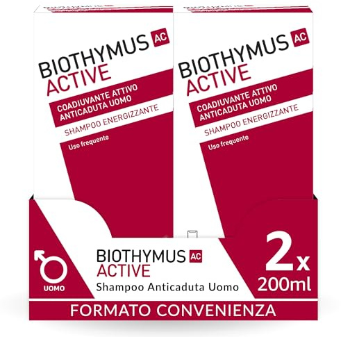 Biothymus Active Uomo Shampoo gegen Haarausfall, belebend, für alle Haartypen, 2 x 200 ml