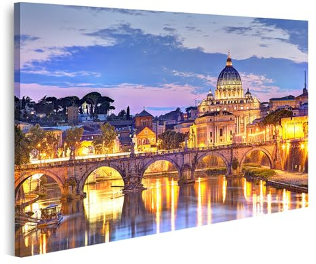 islandburner Prime Bild auf Leinwand Blick auf abendliches Rom und den Petersdom am Wasser Bilder Wandbilder Poster