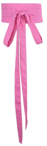 Inzegao Cotton Linen Obi Belt for Women Lengthened Lace-Up Wrap Waist Wide Cinch for Dress Self Knot Tie Waistband Belts