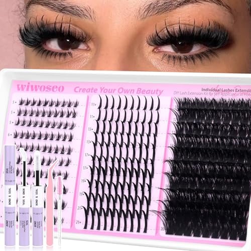 wiwoseo Bottom Lash Clusters with Spikes Cluster Lashes Kit Volume Lashes Individual Cluster Fairy Eyelash Clusters Manga Lashes Individual Eyelashes with Clear Lash Bond and Seal (Spikes+100D+120D)
