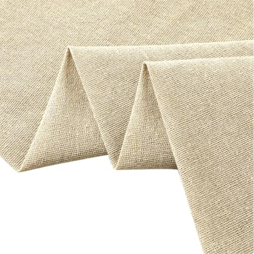 Stoff Meterware Baumwolle Musselin, 155 × 100 cm Leinenstoff Meterware, Baumwolle Natur Linen Fabric, Weich Besticktes Tuch, Natürlicher Leinentuch, für DIY Projekte, Kleidung Zubehör, Basteln, Nähen