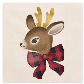 PartyDeco Servietten Christmas Hirsch 12Stk./33x33cm