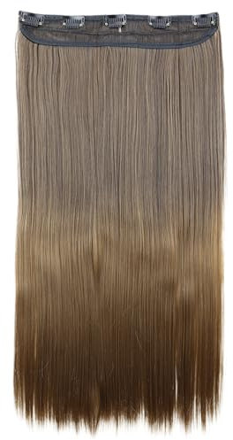 CAISHA 60cm Clip In Extensions Lara Haarverlängerung Haarteil Glatt Ombré Braun Mix C74