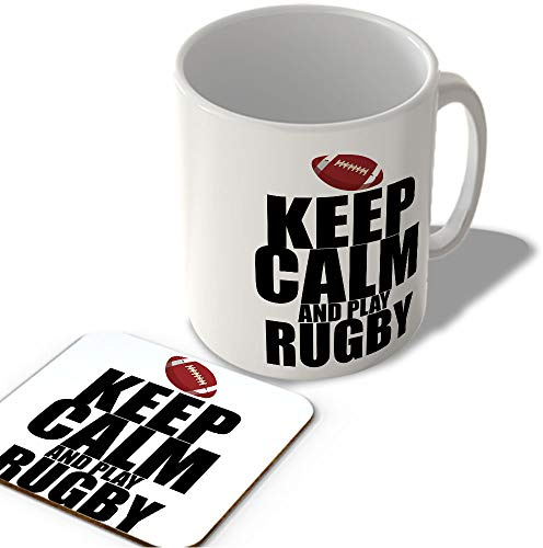 McMug - Keep Calm and Play Rugby - Mug and Coaster Set, Ceramic, 11fl.oz.
