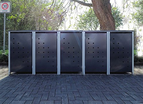 Srm-Design 5 Mülltonnenboxen Modell No.3 Anthrazitgrau für 120 Liter Mülltonnen/witterungsbeständig durch Pulverbeschichtung/mit Klappdeckel und Fronttür