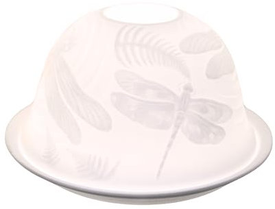 NOV8E Nordic Lights Nordic Lights Teelichthalter-Set, Lampenschirm und Teller, Libelle, Wohnzimmer, Esstisch, Heimdekor-Zubehör, Porzellan, Einheitsgröße, Weiß