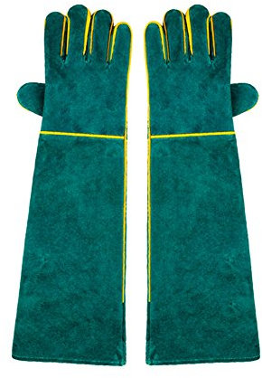 Insun Anti Kratzer Gardening Wildtiere Schutzhandschuhe Ultra Langes Rindsleder Handschuhe Anti Tier Bisse Griff Handschuhe Grün