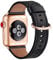 WFEAGL Kompatibel für Apple Watch Armband 40mm 41mm 38mm,Lederband Ersatzband für Herren Damen Kompatibel für iWatch Series 10/9/8/7/6/5/4/3/2/1,SE(38mm 40mm 41mm, Schwarz+Roségold Adapter)