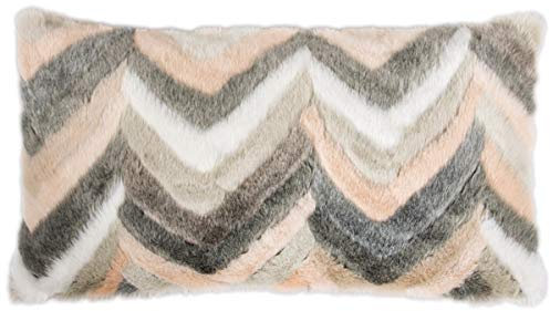 PAD - Kissen, Zierkissen, Kissenhülle - Pulse - Felloptik, Kunstpelz - Rosa, Grau - 35 x 70 cm