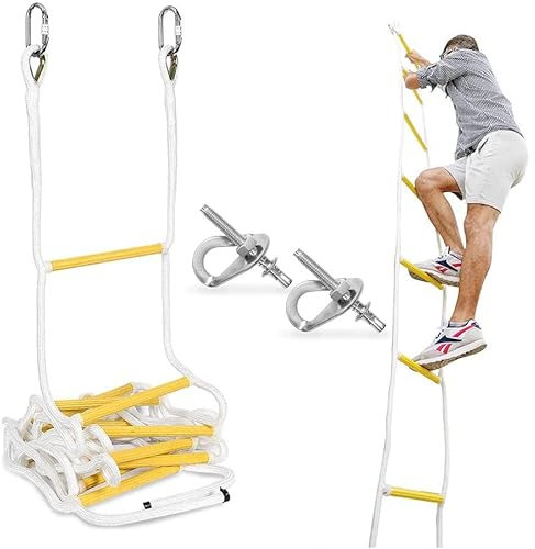 ISOP Seilleiter 5 m | Innen- / Außenleitern für Haus, Baumhaus, Spielplatz & Klettern | Schaukelset-Zubehör mit Federhaken für Kinder & Erwachsene - Langlebig