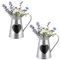 Set of 2 Silver Pitcher Jug Flower Display Vases with Love Heart Chalkboard Decorations Spring Summer Wedding Anniversary Vase Gift (W476)