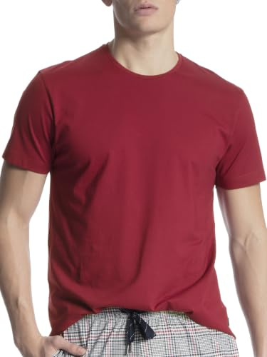 CALIDA Remix Basic Sleep T-Shirt Herren, aus 100% Baumwolle, Rundhalsausschnitt Rumba red 50