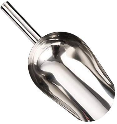qazwsx Paletta per Ghiaccio,Invienzi in Acciaio in Acciaio Scoops per Cibo Popcorn Dolce Caramelle Paletta per Ghiaccio per La Macchina del Ghiaccio Argento 25x7cm(10x3inch)