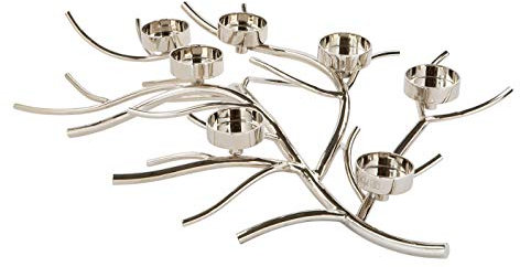 Fink RAMUS Leuchter 7 flammig aus vernickeltem Aluminium in der Farbe Silber für Teelichter, Größe: 60x43x13 cm, 158014