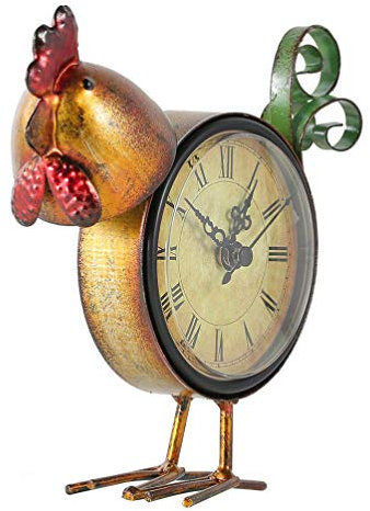 Milisten Hühner-tischuhr Aus Eisenkunst Kleine Hühneruhr Für Zuhause Hühner-tischuhr Als Heimdekoration Tischuhr Für Wohnzimmer Und Schlafzimmer