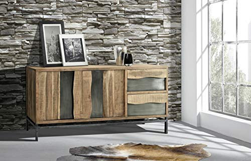 MJC Kommode Live Hela 2 Türen 2 Schubladen Akazie Massivholz Sideboard Anrichte