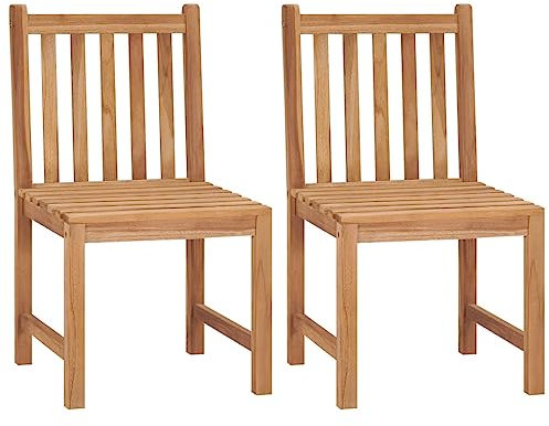 vidaXL 2X Teak Massiv Gartenstuhl ohne Armlehnen Holzstuhl Essstuhl Gartenmöbel Stuhl Stühle Balkonstuhl Gartenstühle Terrassenstuhl
