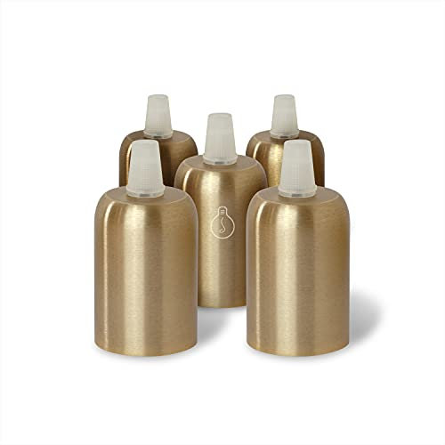 AMARCORDS - 5 Lampenfassung E27 Vintage Retro Edison Metall für Pendelleuchte. Ausführung im Industriestil GOLD