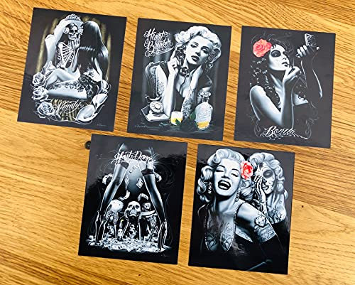 PIN UP Black & White 6er Set Aufkleber Sticker Tattoo Marilyn Monroe Auto Se51