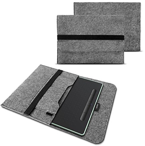 NAUC Sleeve Hülle kompatibel mit One by Wacom CTL - 472 - N Grafiktablett Tasche Stifttablett Cover strapazierfähiger Filz mit Innentaschen und sicherem Verschluss, Farbe:Grau