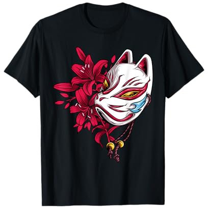 Kitsune Maske Japan Anime Kumiho Neunschwänziger Fuchs T-Shirt