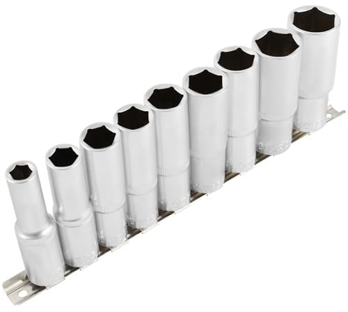 TECPO Steckschlüssel Satz 1/2 Zoll Lang Nüsse 10-24 mm Stecknüsse KFZ Nuss Set