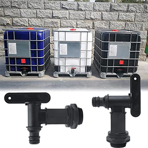 Etomvoop 2 Stück Wasserhahn für Regentonne Regenfass, 3/4 Gewinde IBC Wassertank Ventiladapter Tonfass Zubehör für Hausgarten Wasseranschlüsse (Kunststofffaden)