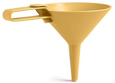 Blim Plus Entonnoir avec piston pour dosage Dolina jaune mat (Desert) en plastique 100 % recyclable, non toxique, facile à nettoyer, lavable au lave-vaisselle, idéal pour transferter, remplir, décorer