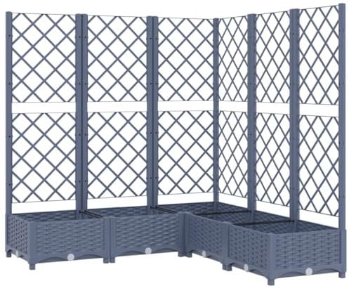 vidaXL Fioriera Giardino e Graticcio Grigio Blu 120x120x121,5 cm PP