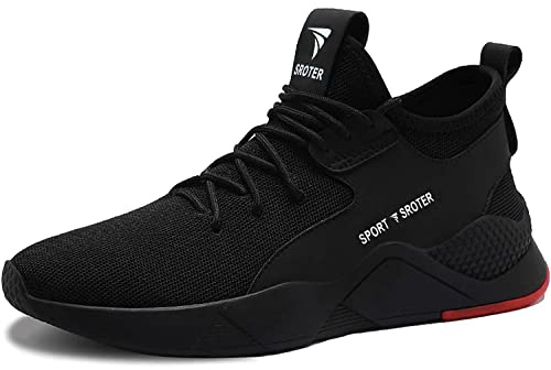 Black Safety Shoes Mens Safety Trainers Womens Steel Toe Cap Trainers Work Boots Lightweight Breathable Industrial Sneakers Black UK 3.5