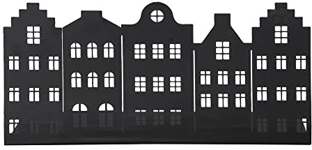 Häuserleiste Town schwarz L38cm Dekoleiste mit Häusern aus Metall Haussilhouette