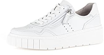 Gabor Damen Low-Top Sneaker, Frauen Halbschuhe,Wechselfußbett,Komfortable Mehrweite (H),schnürschuhe,Plateausohle,Weiss,38.5 EU / 5.5 UK