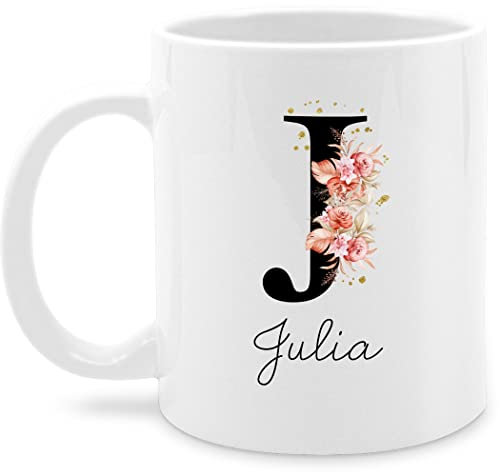 Tasse Tassen 325ml - Buchstabe mit Name personalisiert I Anfangsbuchstabe I Initiale - 325 ml - Weiß - patentante buchstabentasse buchstaben j glühweintassen personalisierte kita