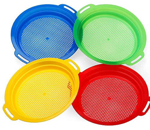 Lotvic Sifter Colador de juguete kit de juguete para playa arena nieve sólido sifter verano juegos de playa para niños pequeños arenero, nieve, playa, patio trasero, juego de juguetes con reutilizable