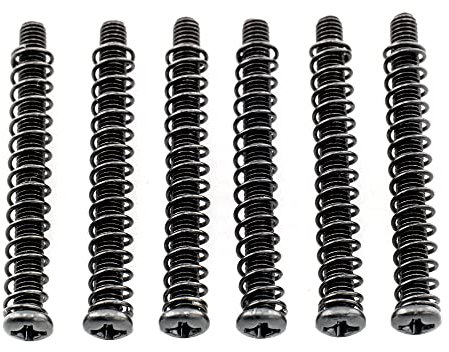 Musiclily Pro Metric M3X35mm Steel Saddle Intonation Screws and Springs Set for Imported Electric Guitar Bass Bridge, Black (Set of 6)