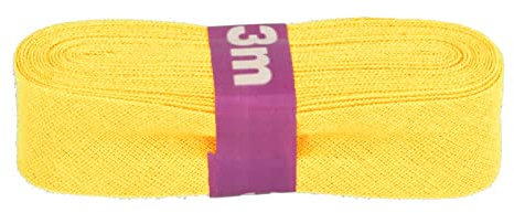 Schrägband 3m x 20mm Baumwolle gefalzt 60 Farben Einfassband Saumband, Farbe:642 gelb
