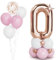 Rose Gold 0 Balloons,40 Inches Number 0 Balloons with Confetti Balloon,Large Helium Foil Mylar Digital Balloons for Girls Women Birthday Party Decorations Wedding Anniversary Engagement Supplies