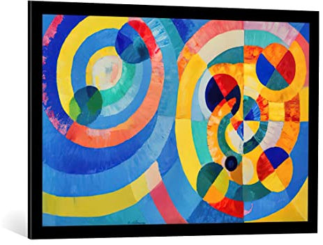 kunst für alle Bild mit Bilder-Rahmen: Robert Delaunay Kreisformen 1930 - dekorativer Kunstdruck, hochwertig gerahmt, 100x65 cm, Schwarz matt