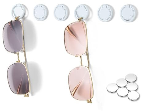 Oaque Sonnenbrillen-Organizer, Wandmontage, Sonnenbrillenhalter, zum Aufhängen, Brillenhalter für Sonnenbrillen, Sonnenbrillen-Aufbewahrung, Organizer, 6 Stück (weiß)