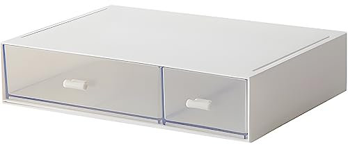 Desktop Organizer, Stackable Organizer Drawers, Plastic Drawers Organizer, Desktop Storage Box Drawer for Collection Small Item/Cosmetic Office Organization - Large Capacity (White)