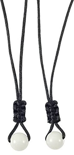 CASNO 2 x im Dunkeln leuchtende Perlen-Anhänger-Halskette, leuchtet am Abend, handgefertigt, geflochtenes Seil, verstellbar, Schmuck