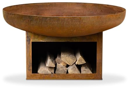 SOUK ONE Feuerschalen, Feuerschale Ø 50 cm bis 100 cm - Feuerstelle für den Garten, Funkenschutz, Deckel für Feuerschalen, Terrasse und Balkon, Feuertonne und Feuerkorb (Ø 80cm Palma-Rost)