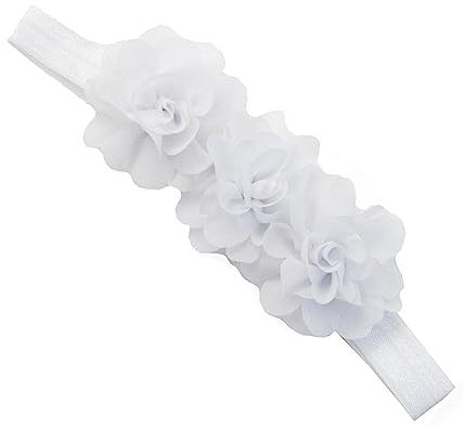 2 Stück Baby Haarband Chiffon Baby Stirnband Blumen Stirnband Baby Mädchen Stirnbänder Elastischer Turban Haarschmuck für Säuglinge Kleinkinder Neugeborene,Babyzubehör Haarschmuck,Weiss