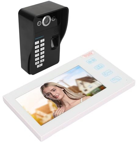 7 Zoll Video Gegensprechanlage mit, Unterstützung für Fingerabdruck, Passwort und Benutzerkarte Zum Entsperren, Video Türsprechanlage mit Nachtsicht, Entsperren,