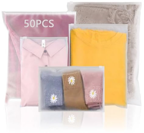 ASelected 50pcs Large ZipLock Bags for Clothes Resealable Travel Storage Bags Plastic Hospital Bags organiser pouches Maternity Essentials Waterproof Big Zip lock Bags for Clothes Shoes Cosmetics