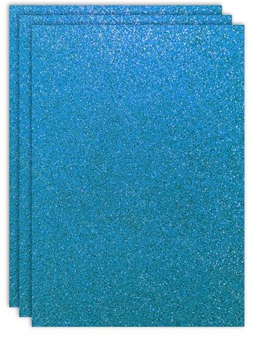 RAYLU PAPER - A4 farbige Glitzer-Kartons und 200 g/m² Dicke, Blätter aus Karton mit Glitzer für Bastelarbeiten, 3 Stück (hellblau)